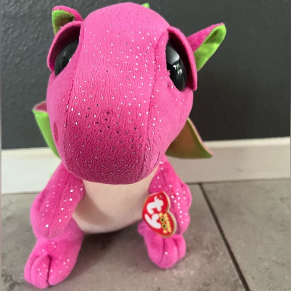 Darla Ty Pink and Green Sparkly Dragon Plush - Picture 1 of 3